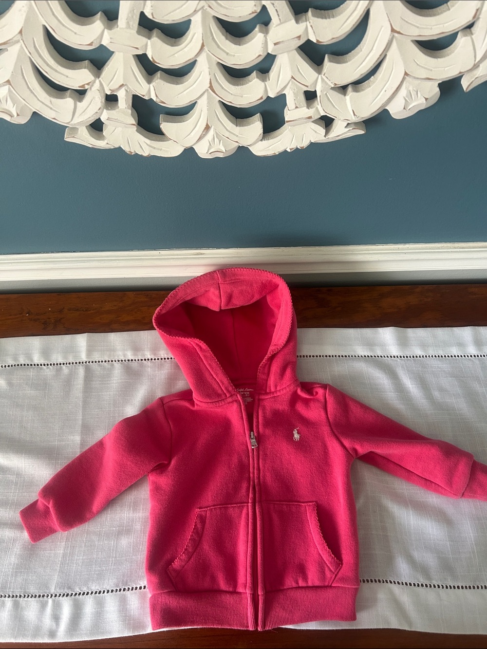 Ralph Lauren Hot Pink Hooded Zip-Up Sweatshirt for Kids